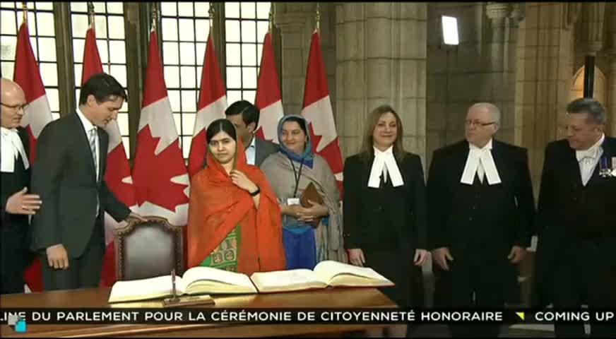 馬拉拉為最年輕加拿大榮譽公民 - APRIL 13, 2017 (BC)