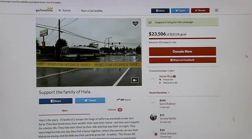 9嵗敍利亚难民女童被巴士撞死，社区发起筹款--DEC 04, 2017 (BC)