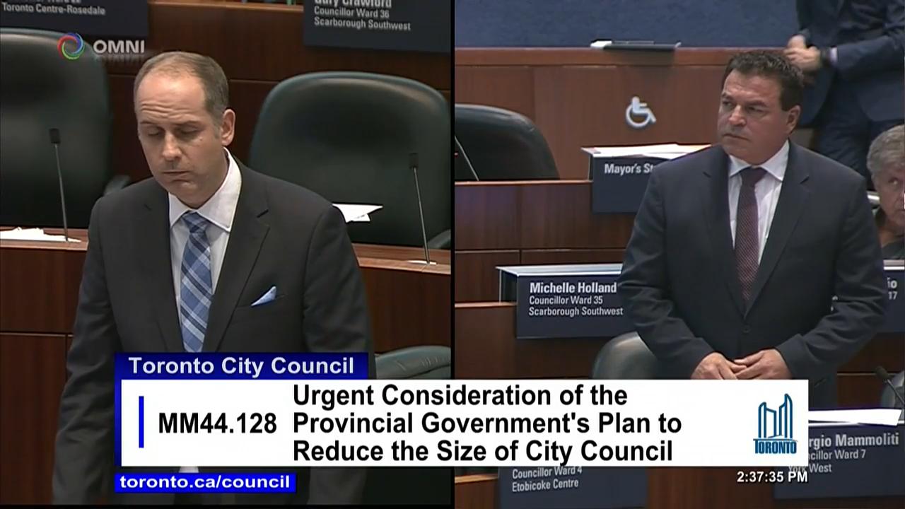 多市議會對削減市議員動議壁壘分明 - July 30, 2018 (ON)