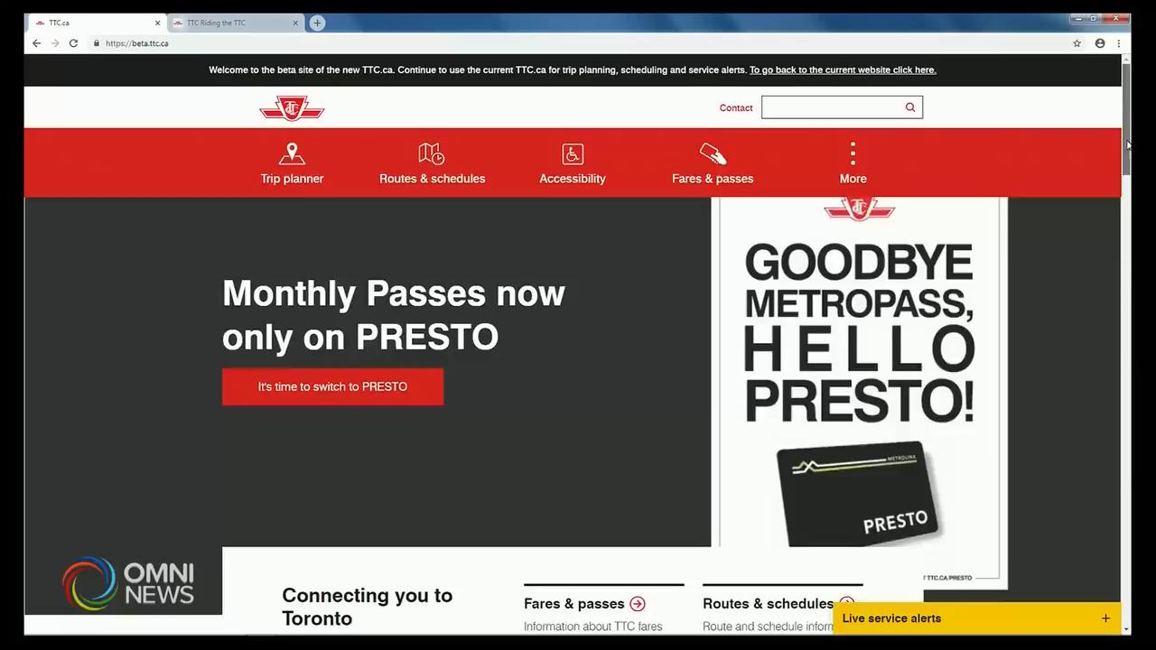 多倫多公車局全新網站 -- Jan 02, 2019 (ON)