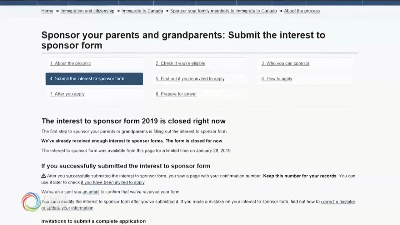 父母團聚類別網上移民申請方式 -- Jan 31, 2019 (ON)