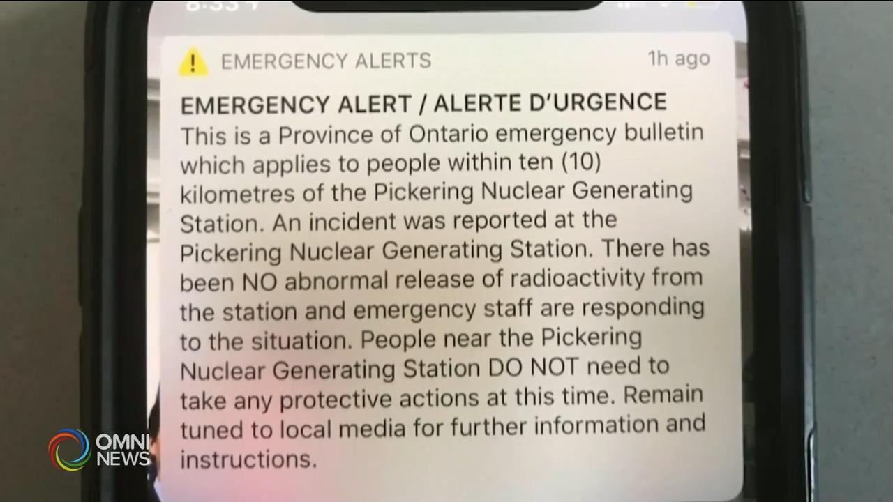 核電廠誤發警報，省府下令徹查 -- Jan 13, 2020 (ON)