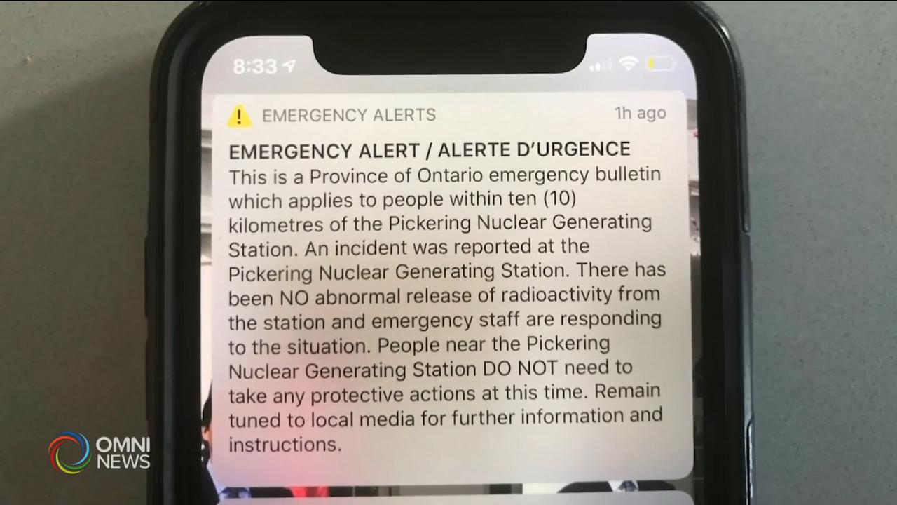 皮克靈核電廠誤發警報是人為錯誤 -- Feb 27, 2020 (ON)