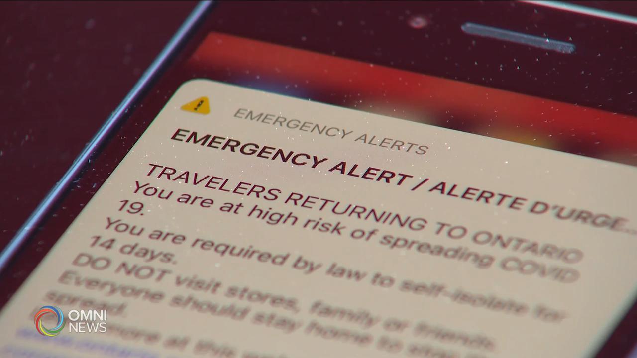 省府向全省發出自我隔離令短訊 -- Mar 27, 2020 (ON)