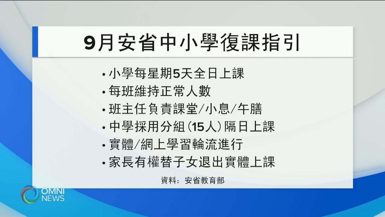 省府公布9月新学年中小学复课计画 － Jul 30, 2020