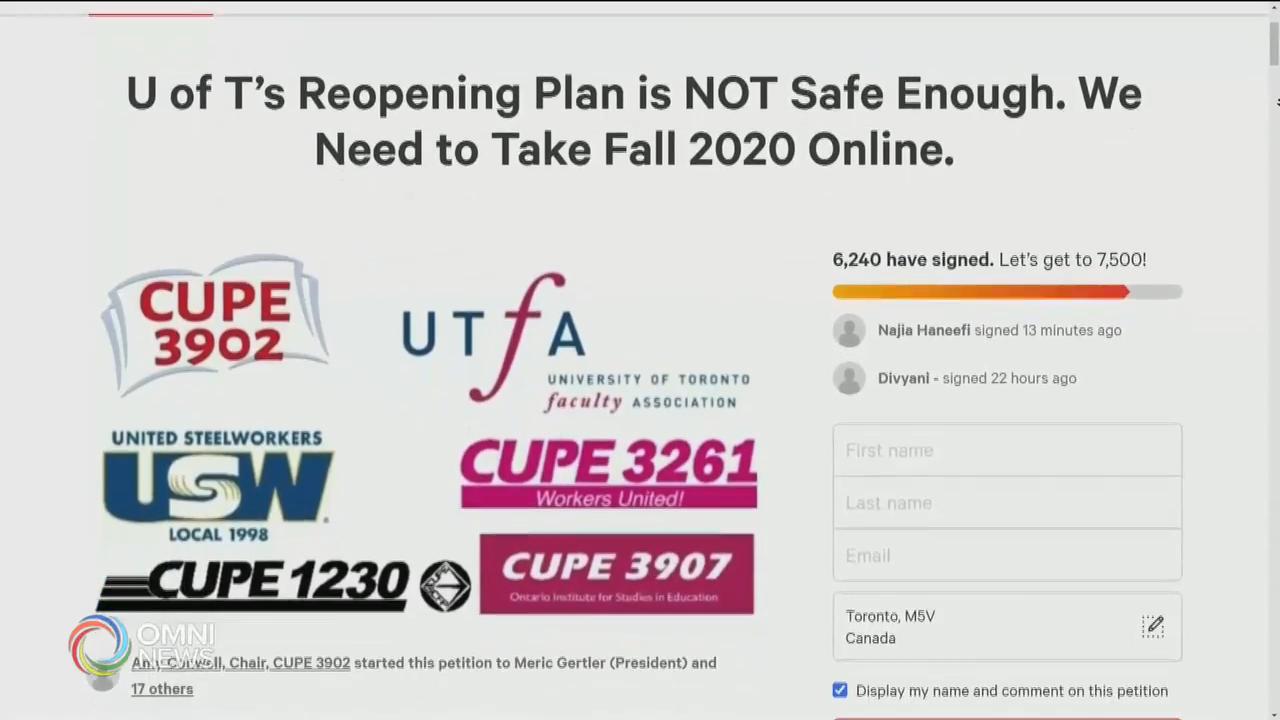 部分大專院校復課方案惹來爭議 -- Aug 13, 2020 (ON)