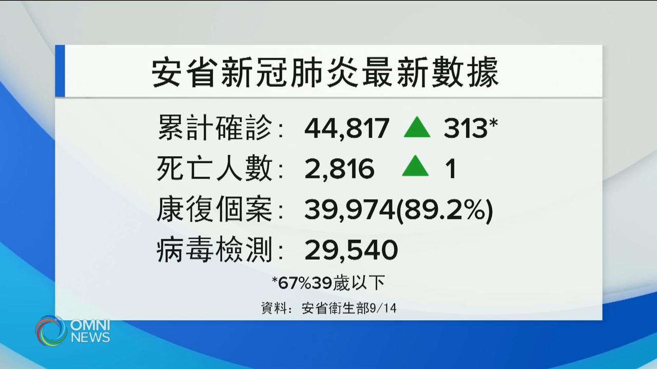 安省新增313宗確診，創3個月來新高 -- Sep 14, 2020 (ON)