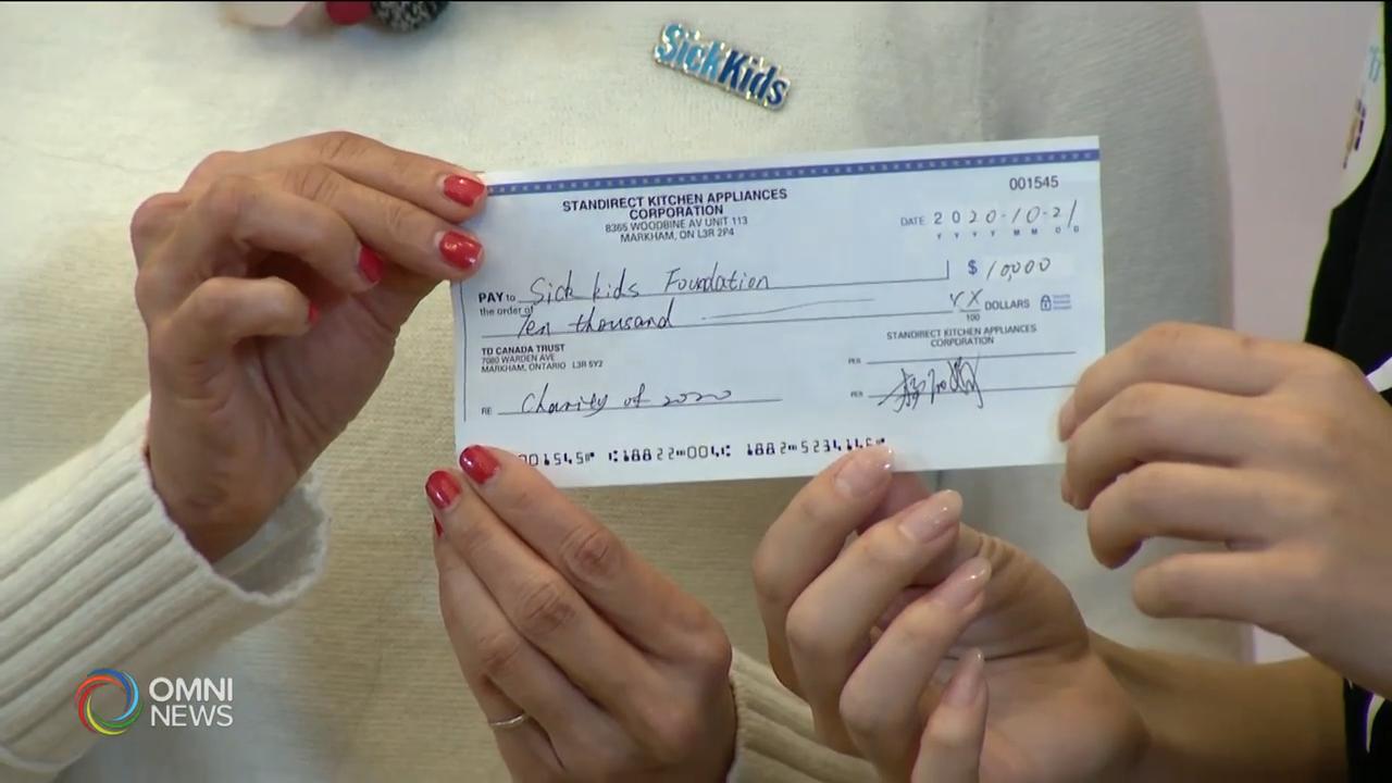 多倫多病童醫院獲家電公司捐款一萬元 - - Oct 22, 2020 (ON)