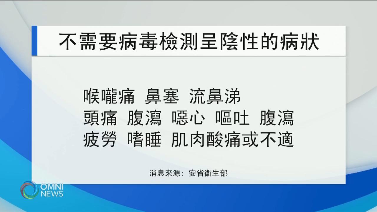 省衛生廳放寬學童病狀篩檢指引 -- Oct 01, 2020 (ON)