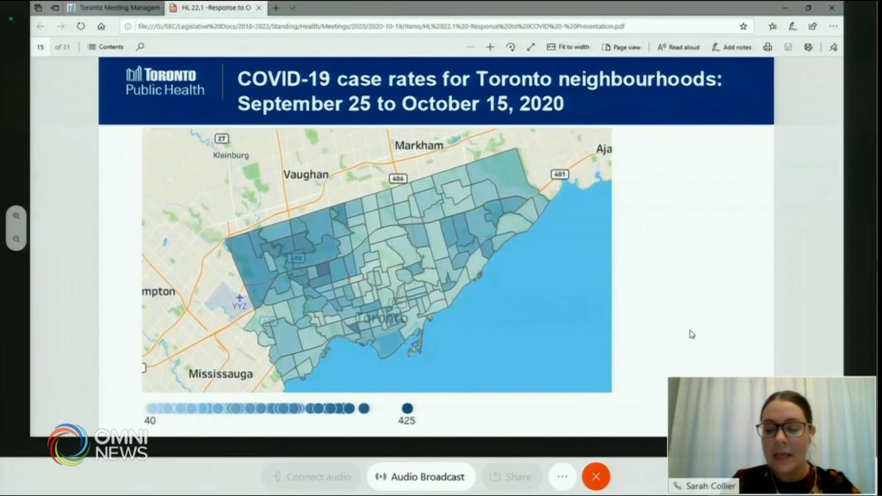 多倫多西北面社區陽性檢測比率最高 -- Oct 19, 2020 (ON)