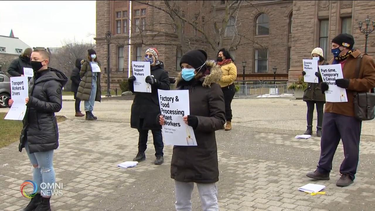 劳工联盟示威，要求給工人带薪病假－ Jan 13, 2021