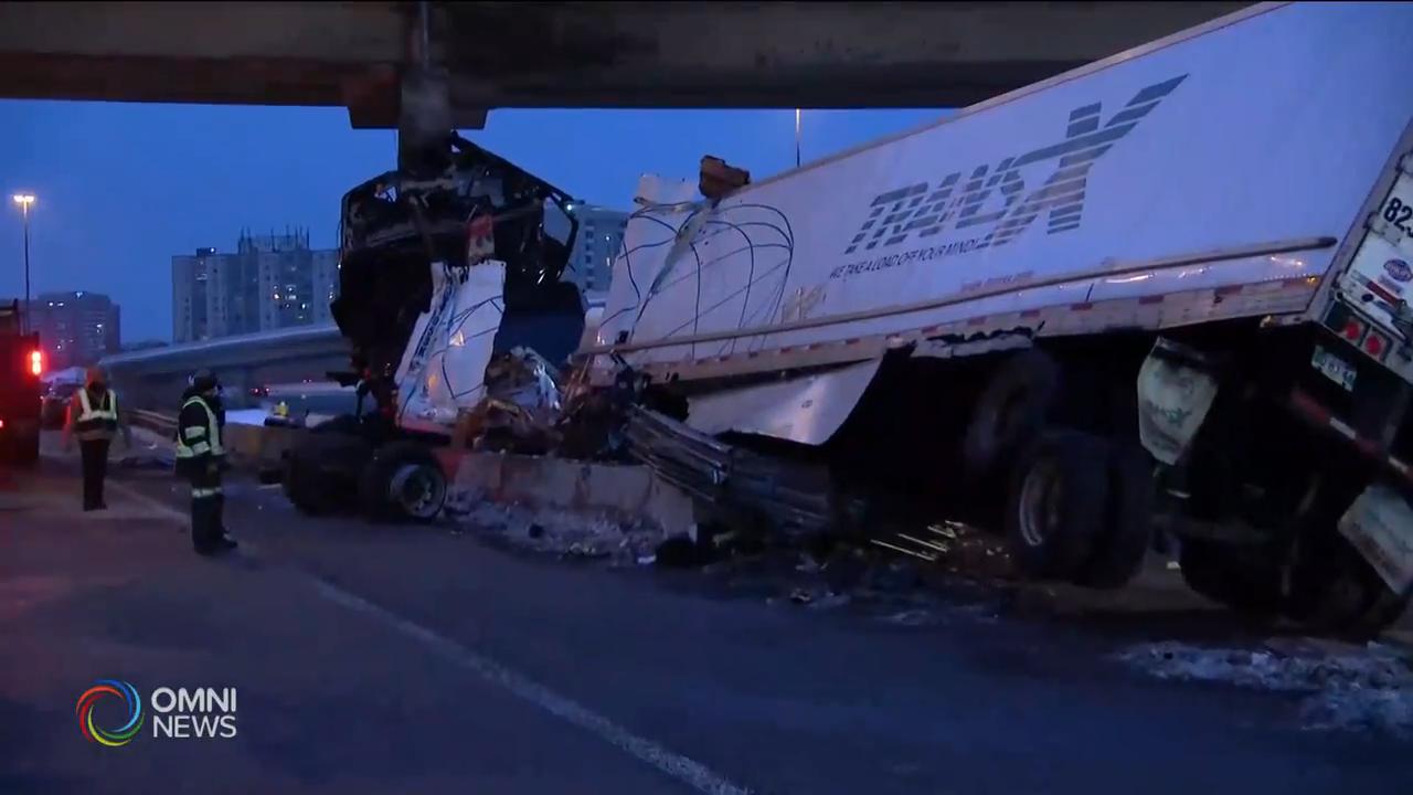 401號公路貨櫃車意外司機重傷 -- Jan 05, 2021 (ON)