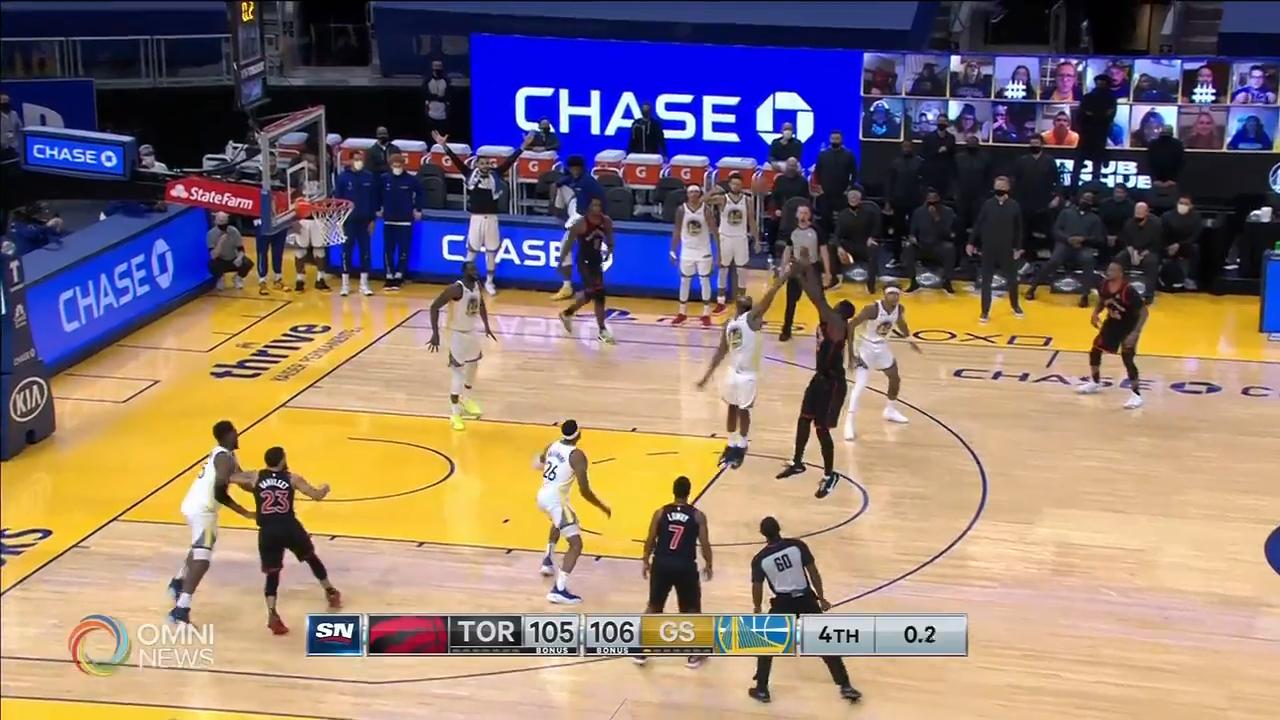 多倫多猛龍昨晚以一分之差不敵金州勇士 -- Jan 11, 2021 (ON)